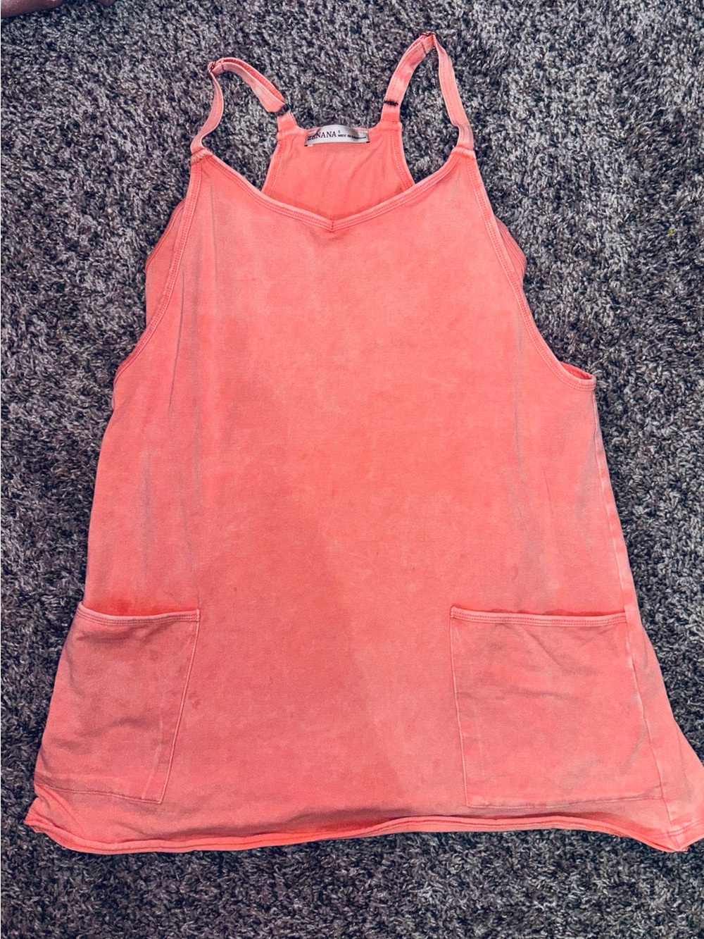 Zenana Outfitters Coral Racerback Tank with Front Pockets